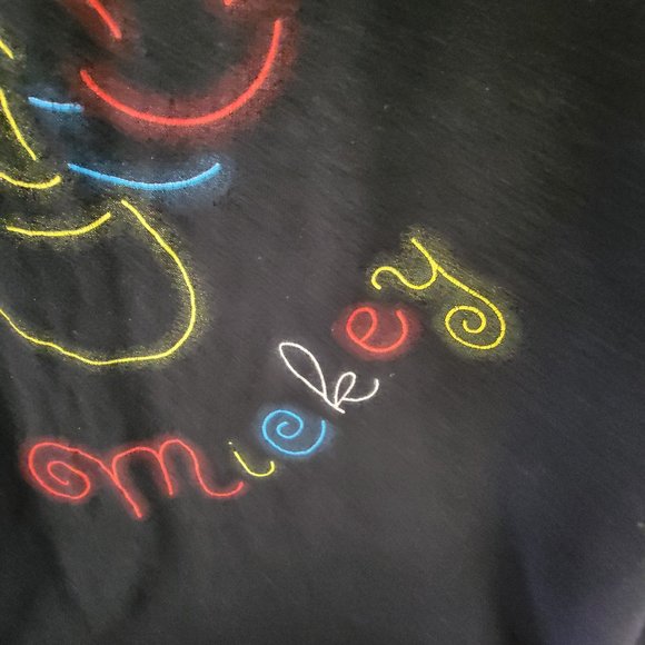 Vintage Disney Black T Tee Shirt Mickey Mouse Unlimited Graphic outline 90s L XL - Picture 6 of 6